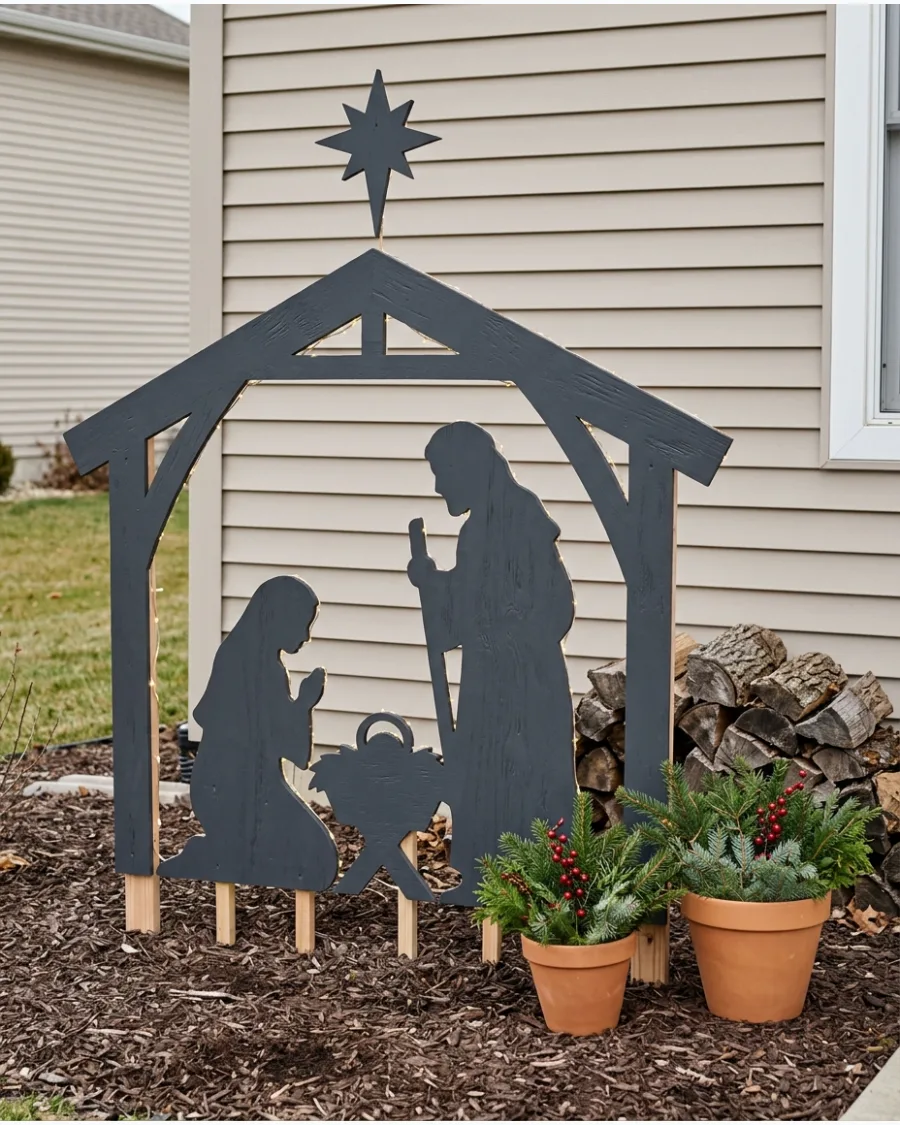 99. DIY Outdoor Nativity Silhouette
