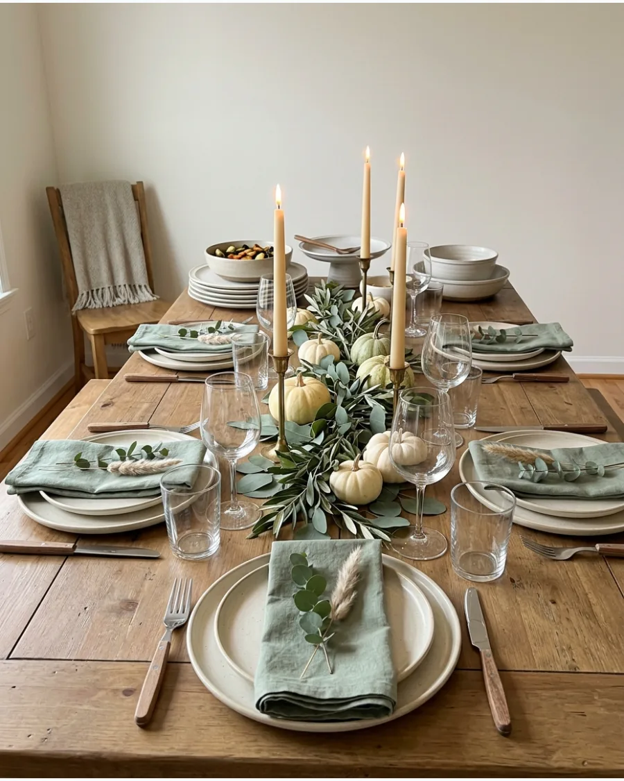 10. Sage Green Friendsgiving Decor