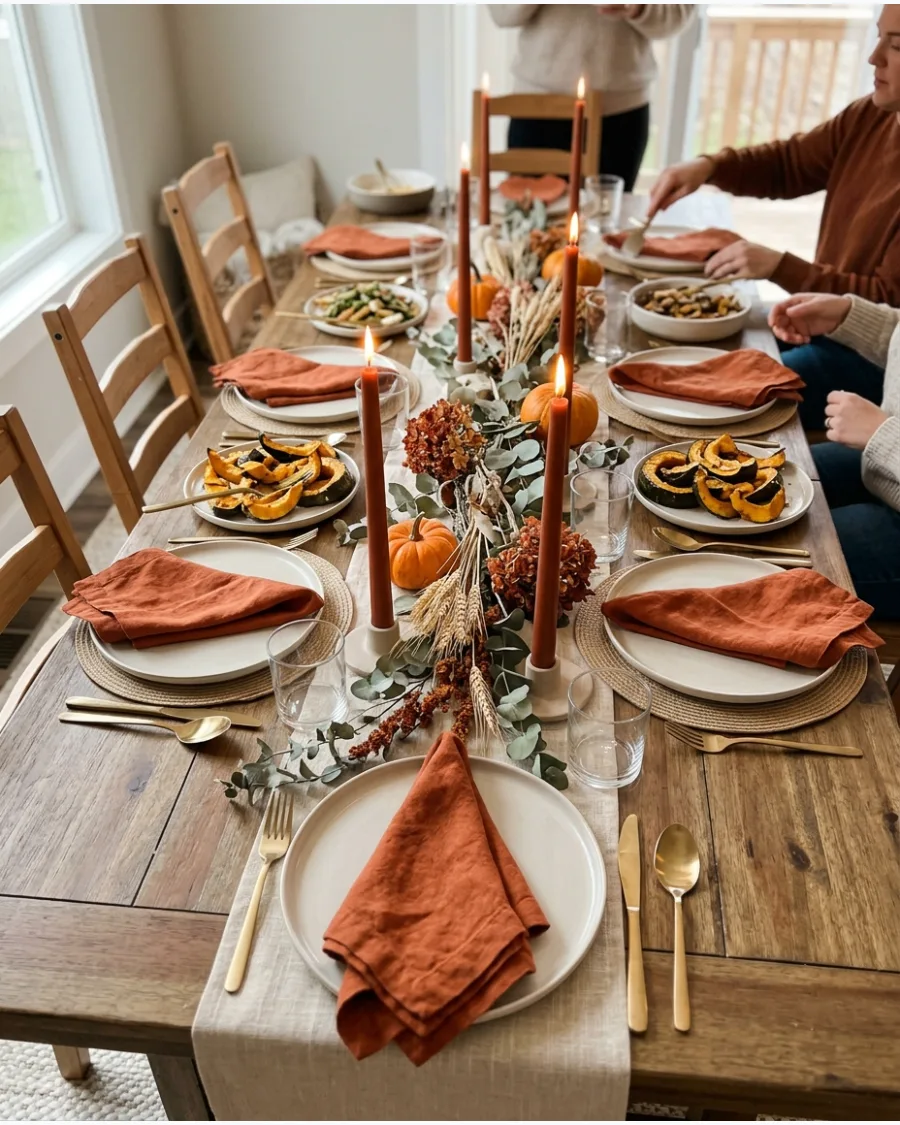 11. Burnt Orange Friendsgiving Tablescape