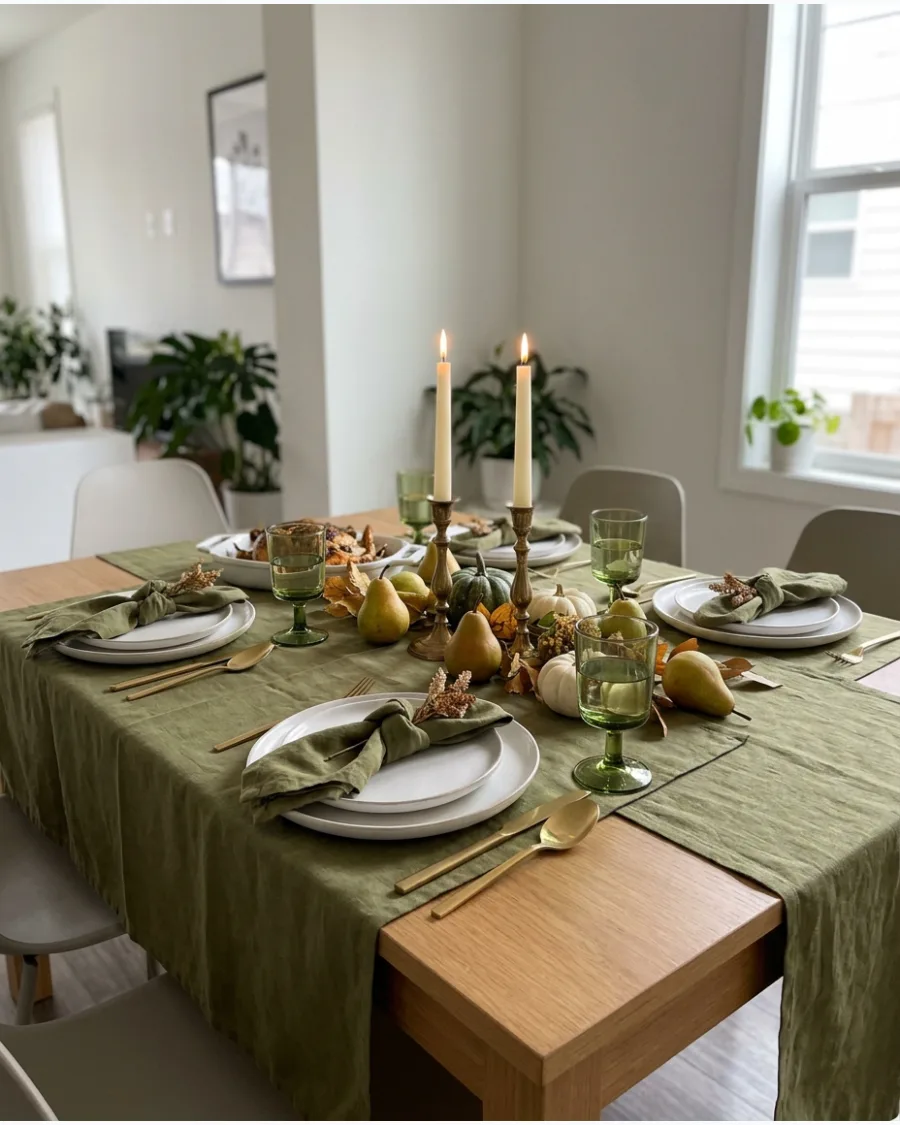 13. Olive Green Friendsgiving Tablescape