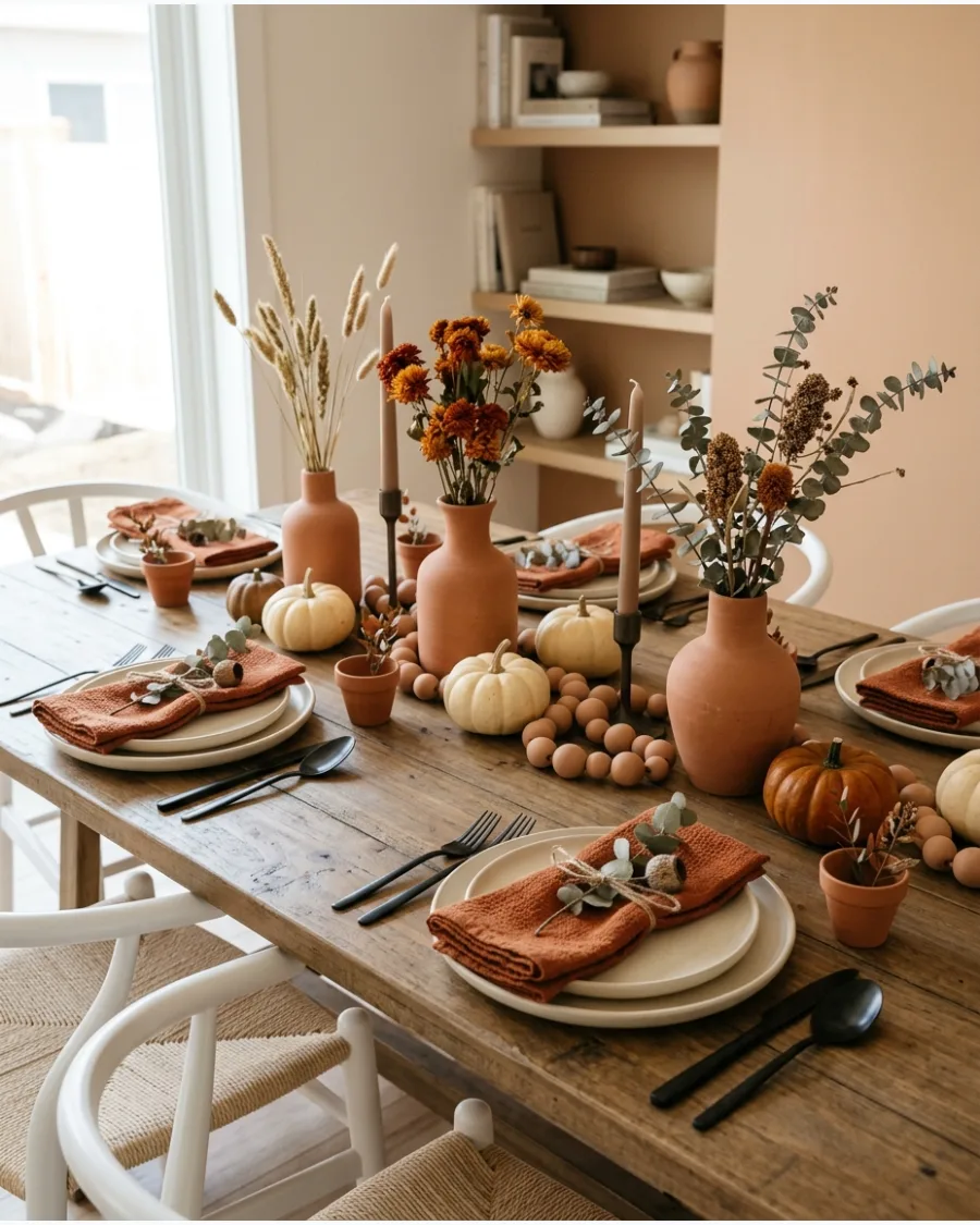2. Terracotta Friendsgiving Table Decor