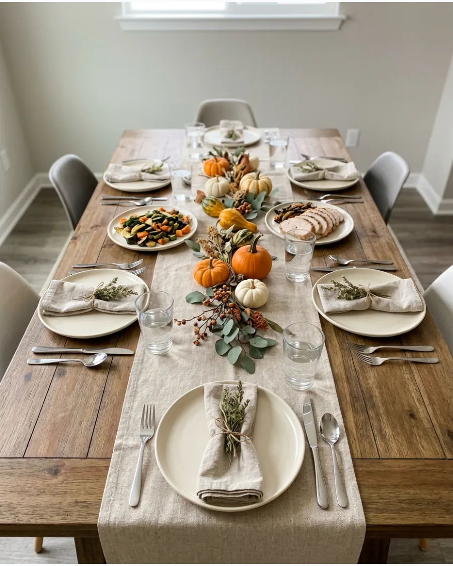 21. Rustic Friendsgiving Farmhouse Table