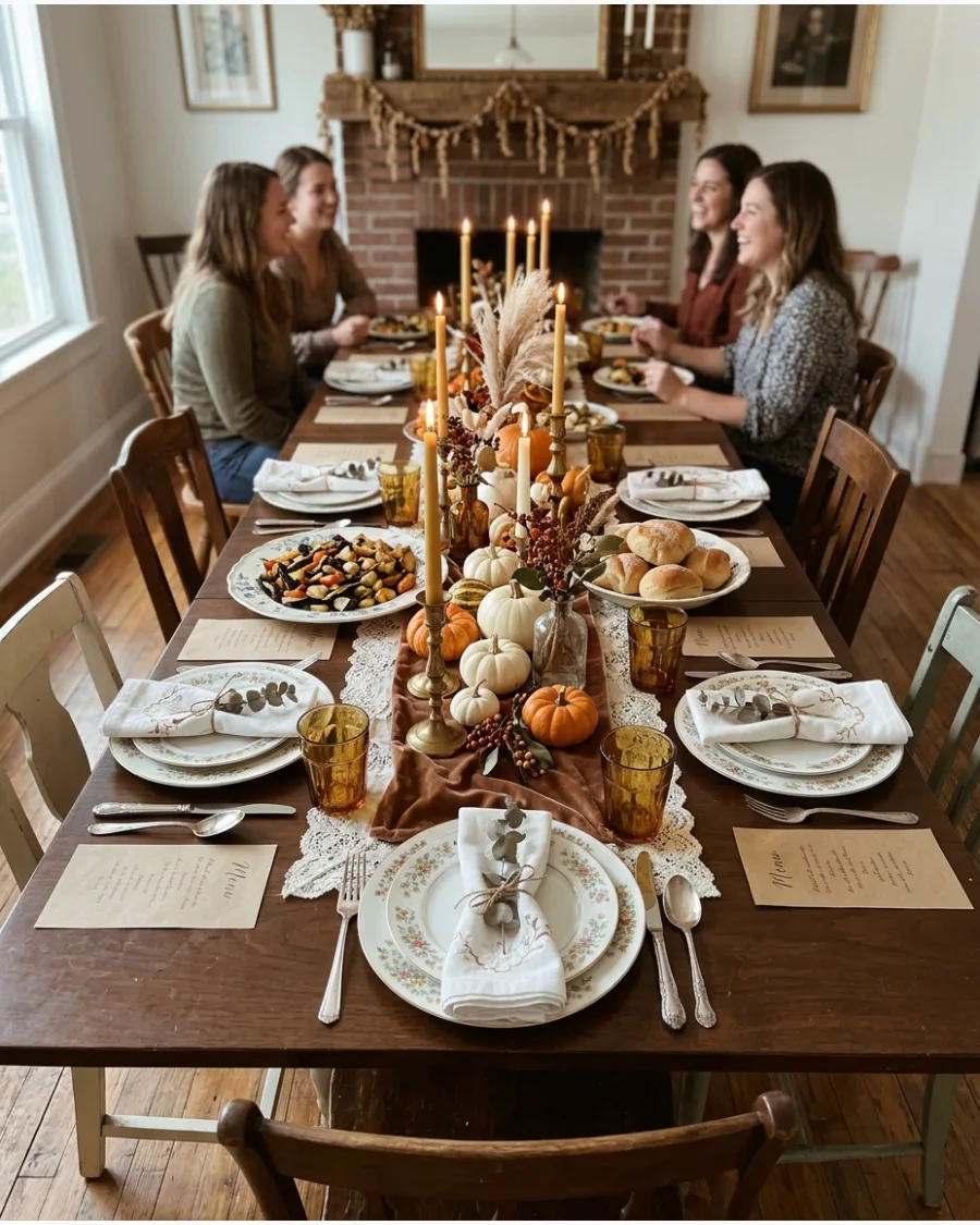 23. Vintage Friendsgiving Tablescape