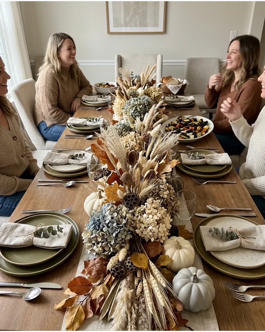 39. Dried Flower Friendsgiving Decor