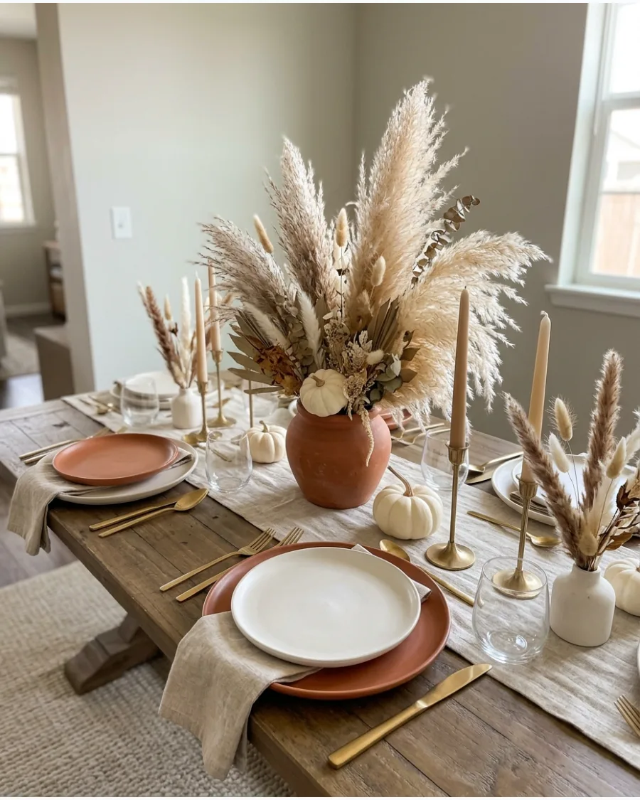 40. Pampas Grass Friendsgiving Centerpiece