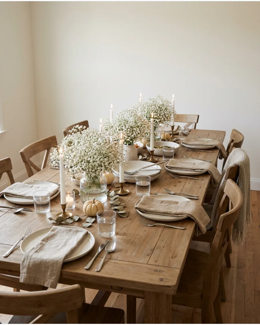 41. Baby’s Breath Friendsgiving Tablescape