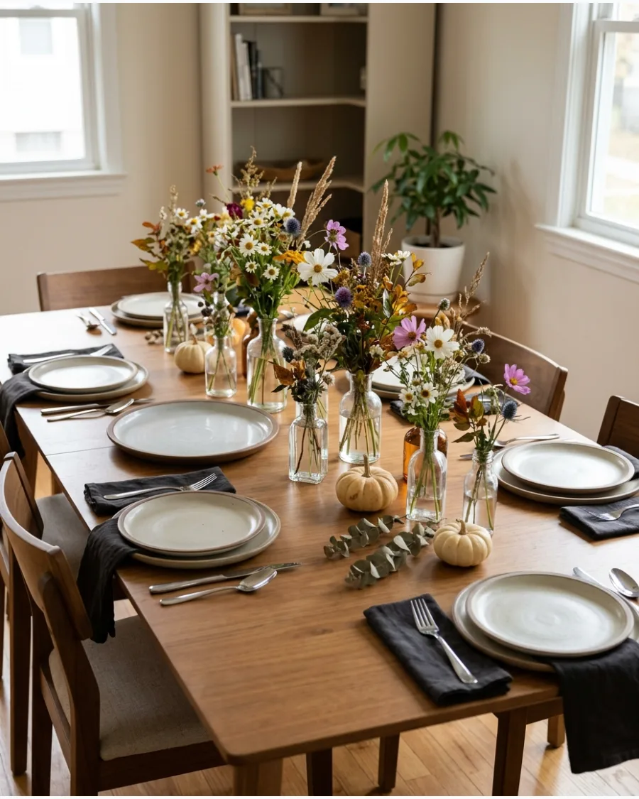 43. Wildflower Friendsgiving Table Decor
