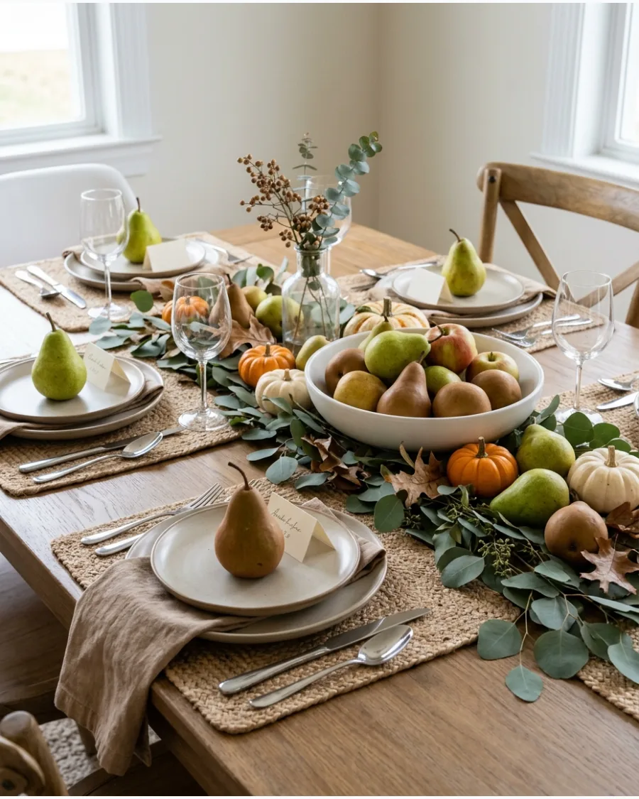 48. Pear Friendsgiving Table Decor
