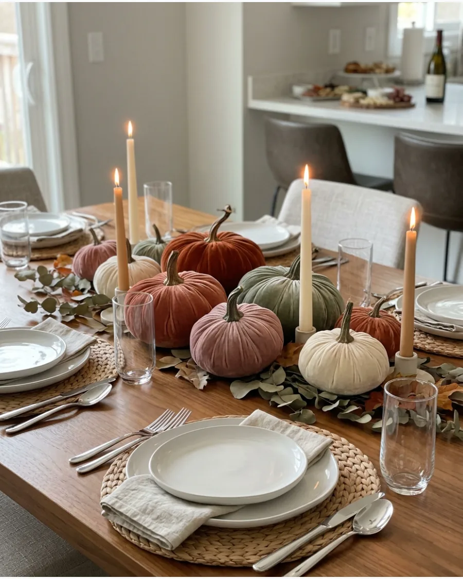 55. Velvet Pumpkin Friendsgiving Tablescape
