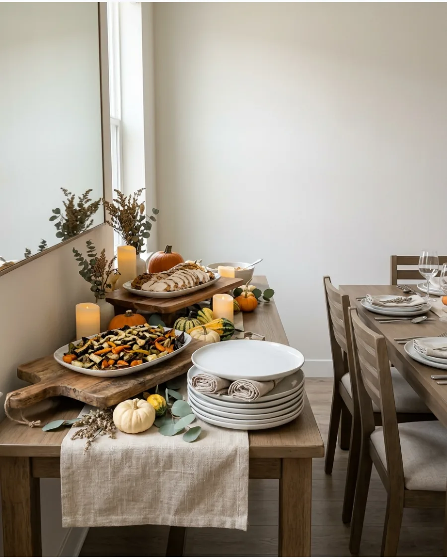 94. Friendsgiving Buffet Table Decor