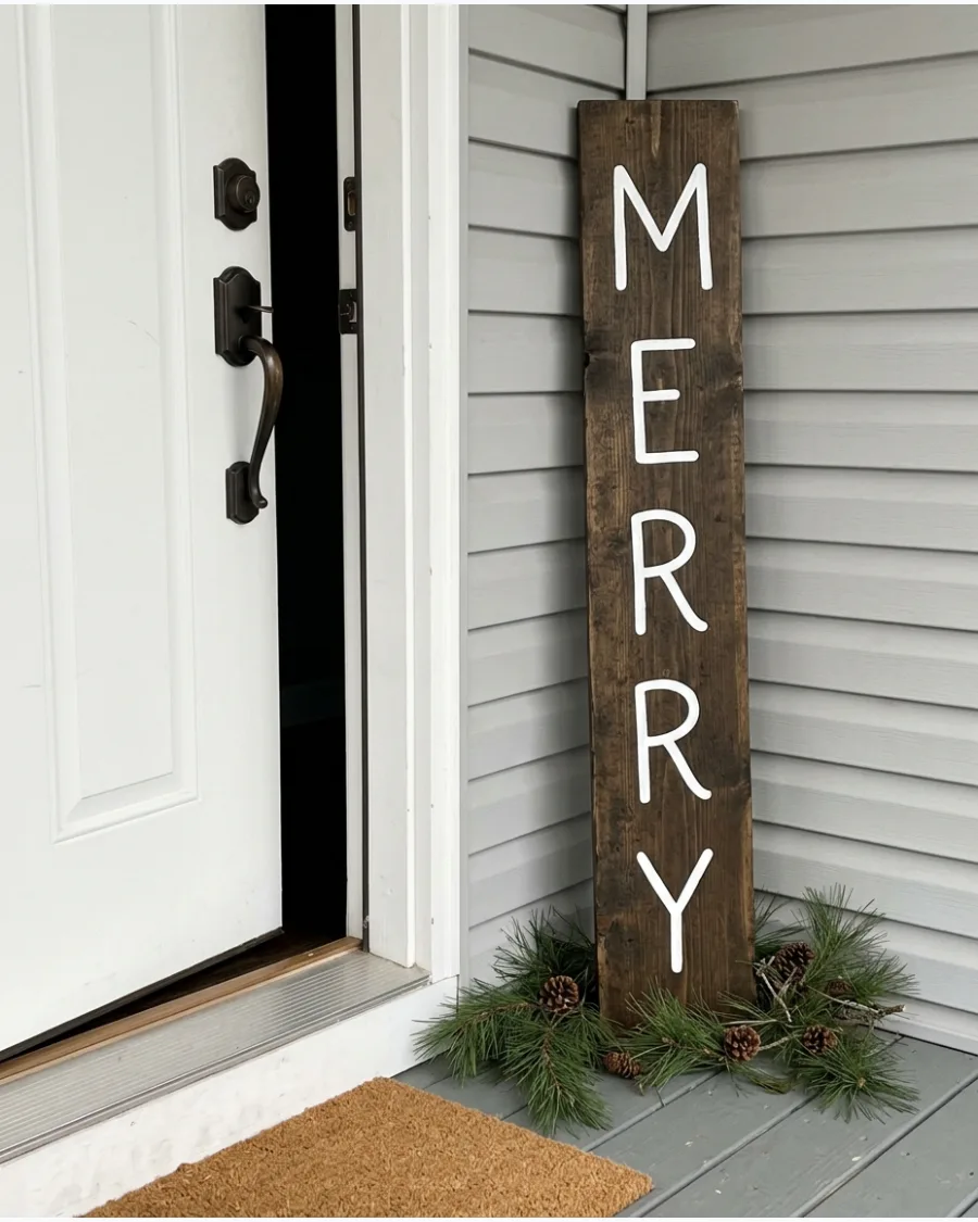 29. DIY Wooden Christmas Porch Sign