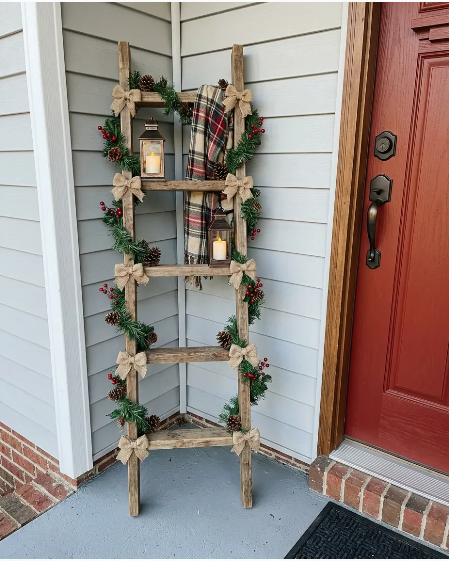 36. DIY Christmas Ladder Display