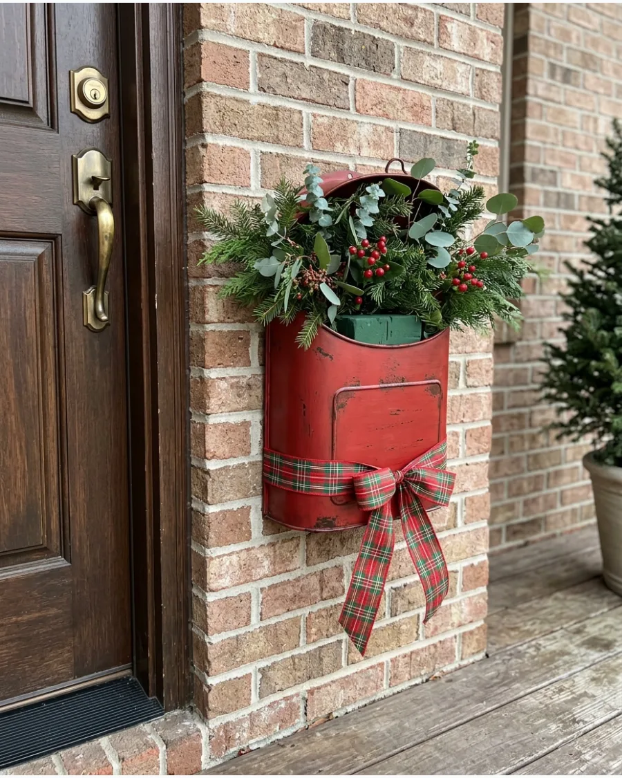 37. DIY Repurposed Mailbox Christmas Arrangement