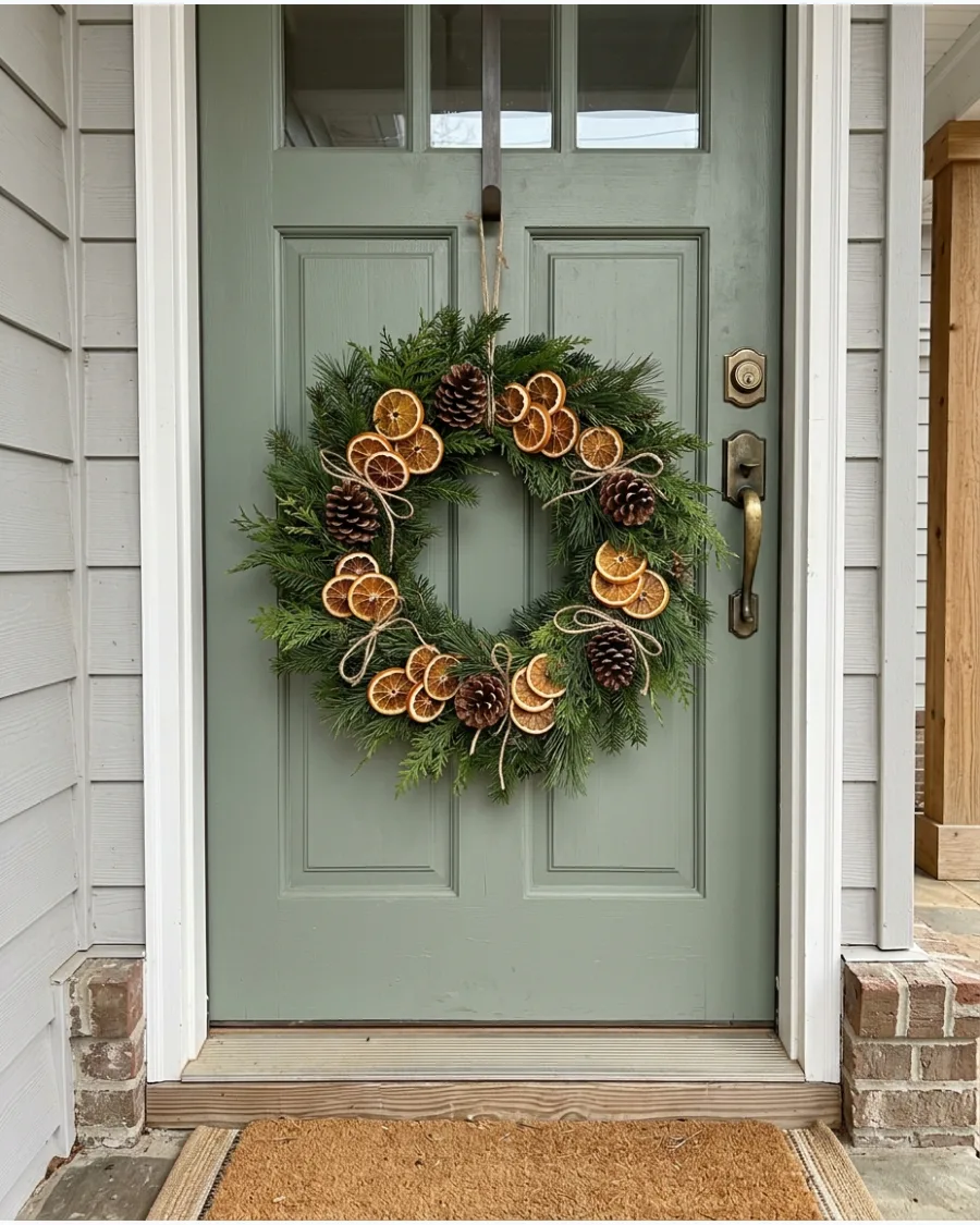 4. DIY Dried Orange and Pinecone Christmas Wreath