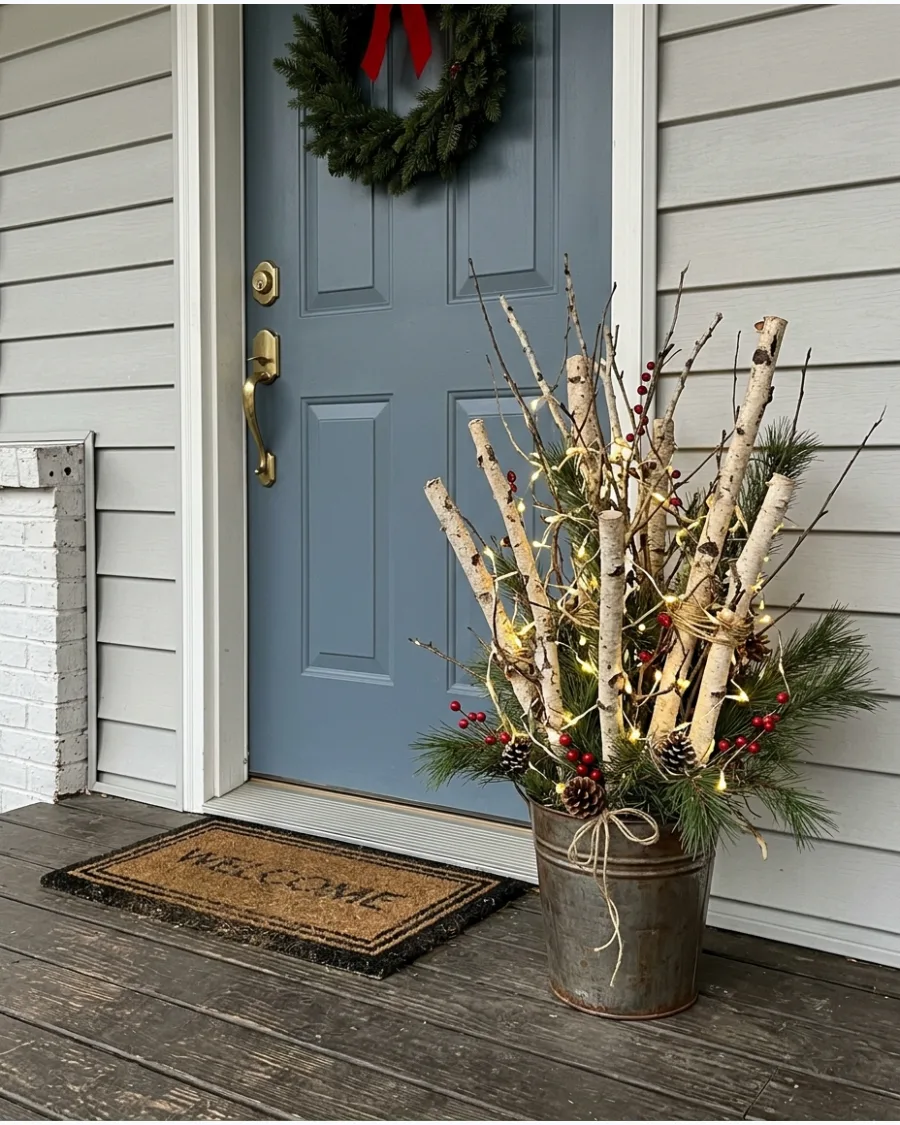 44. DIY Glowing Christmas Branch Arrangement