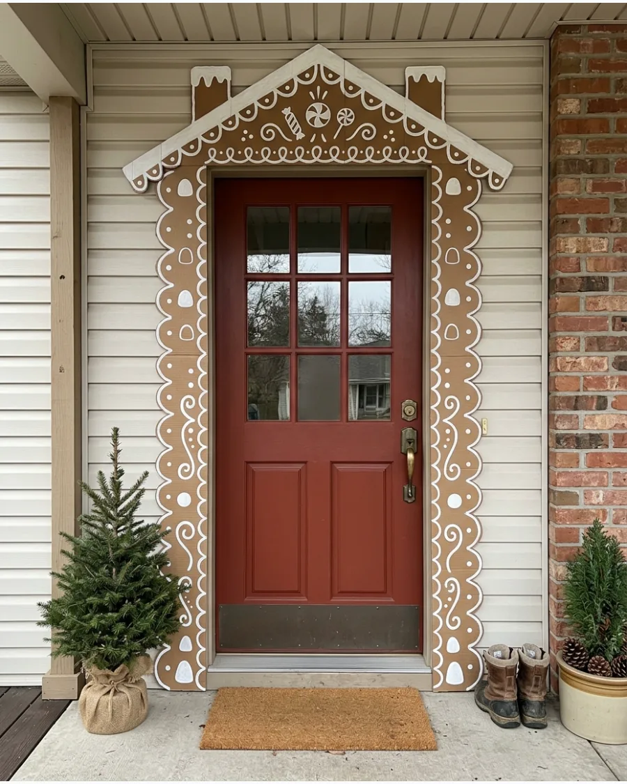 49. DIY Gingerbread House Front Door Trim
