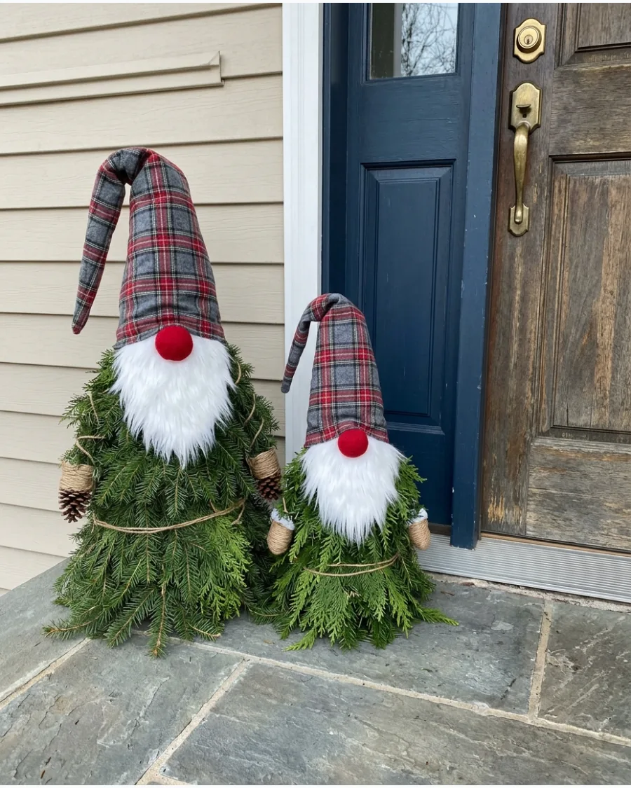 51. DIY Christmas Porch Gnomes From Greenery