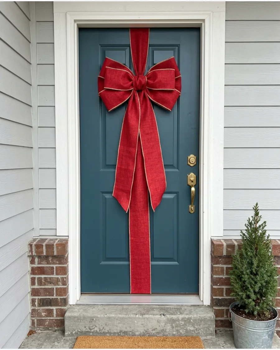 6. DIY Giant Christmas Bow for the Front Door
