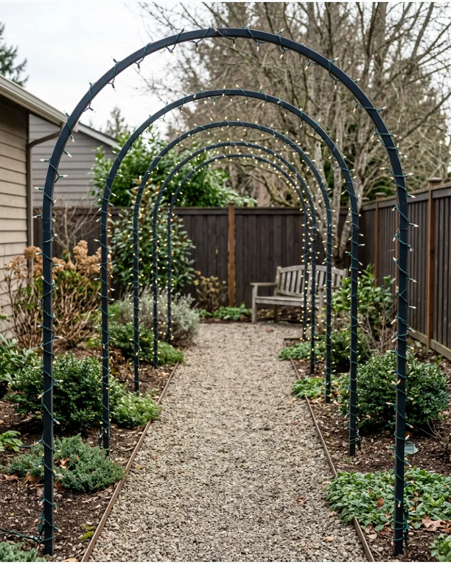 13. Christmas Light Tunnel Garden Walkway