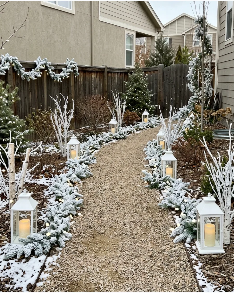 19. Snowy Winter Garden Walkway