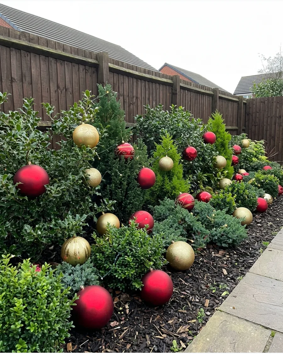 30. Red and Gold Ornament Garden Border