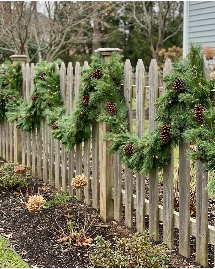 35. Evergreen Garland Along the Garden Fence