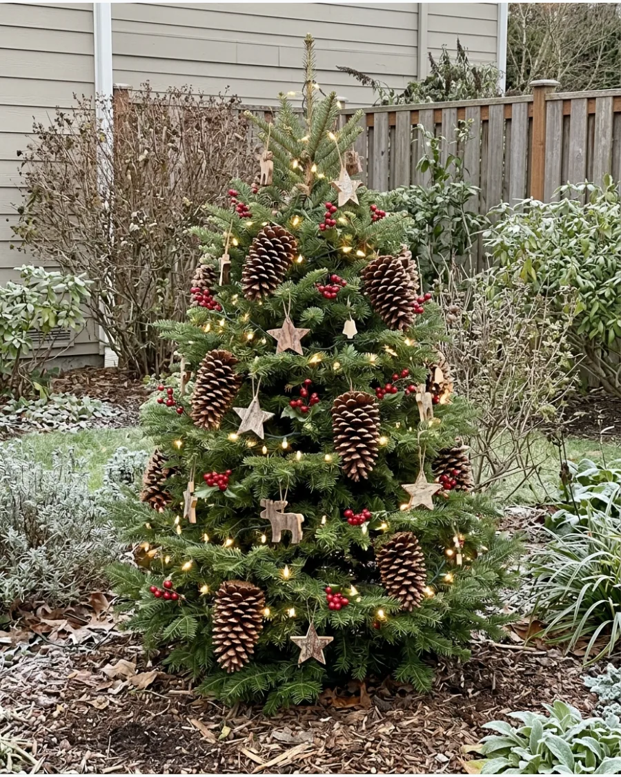 5. Woodland Christmas Tree With Pinecones