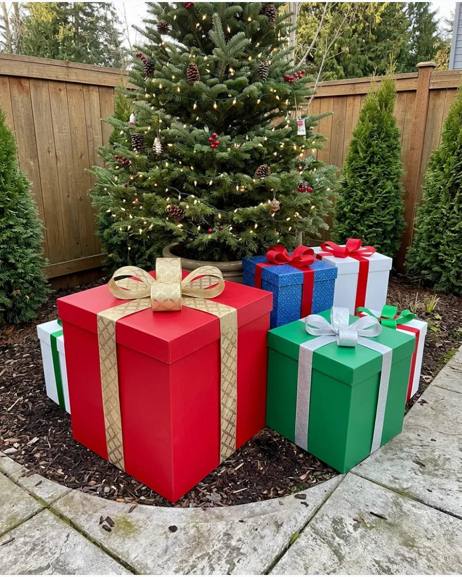 54. Oversized Christmas Present Garden Display
