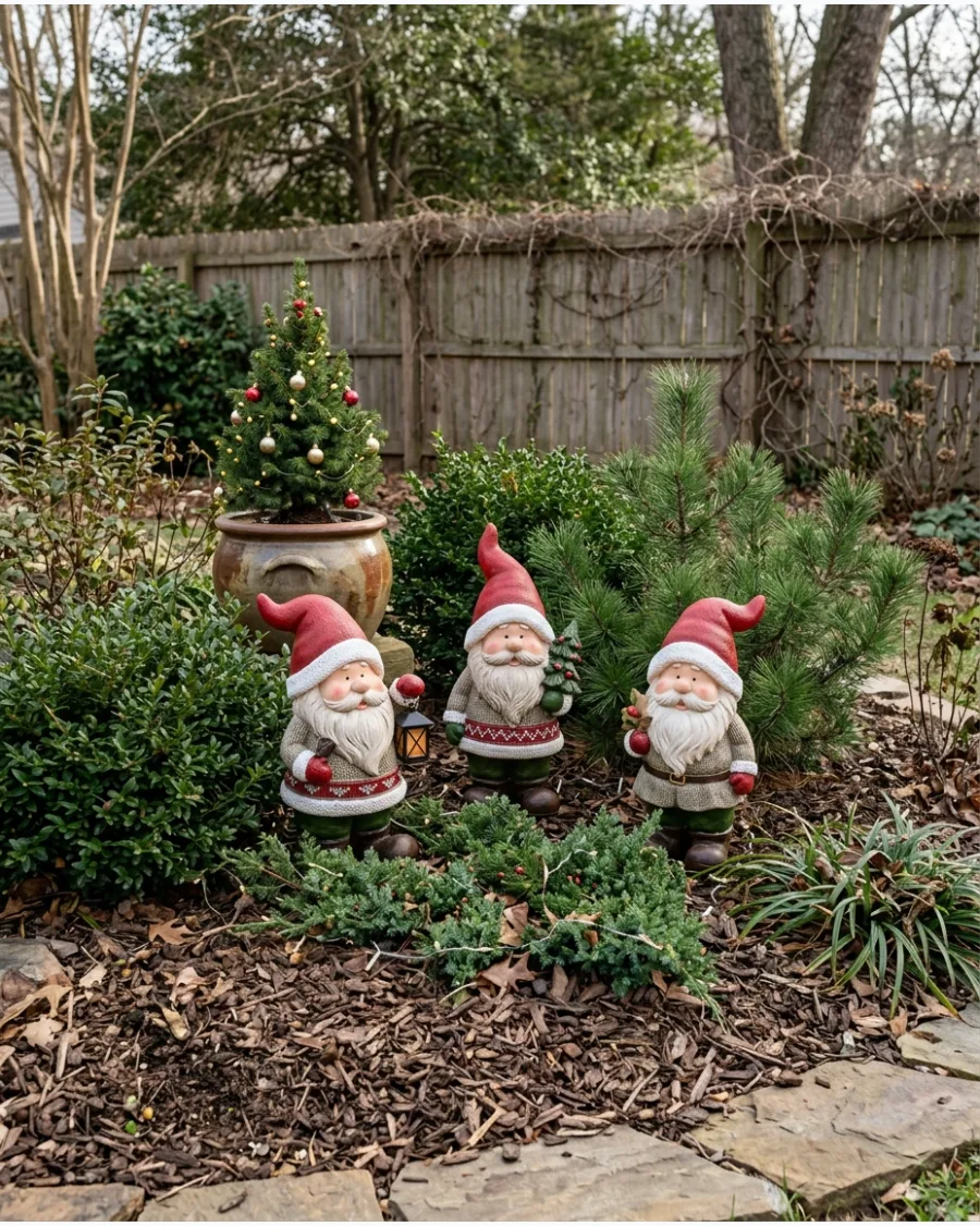 56. Christmas Gnome Garden Display