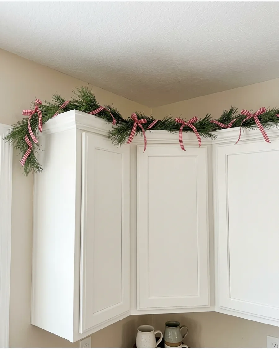 21. Gingham Ribbon Cabinet Garland
