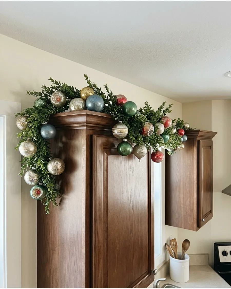 36. Vintage Ornament Cabinet Garland