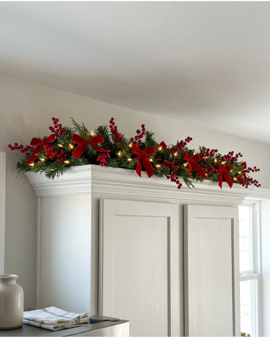 45. Classic Red and Green Cabinet Garland