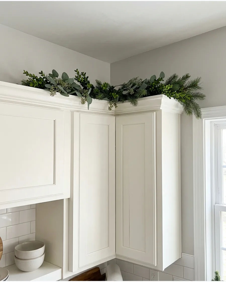 49. Garland Between Cabinet Tops and the Ceiling
