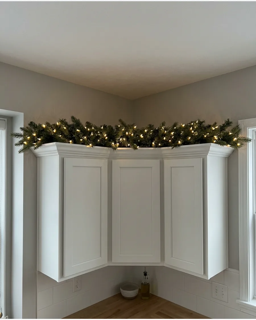 9. Warm White Lighted Cabinet Garland