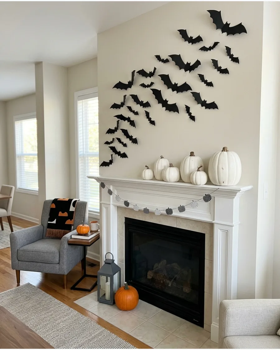 15. Bats With White Pumpkins