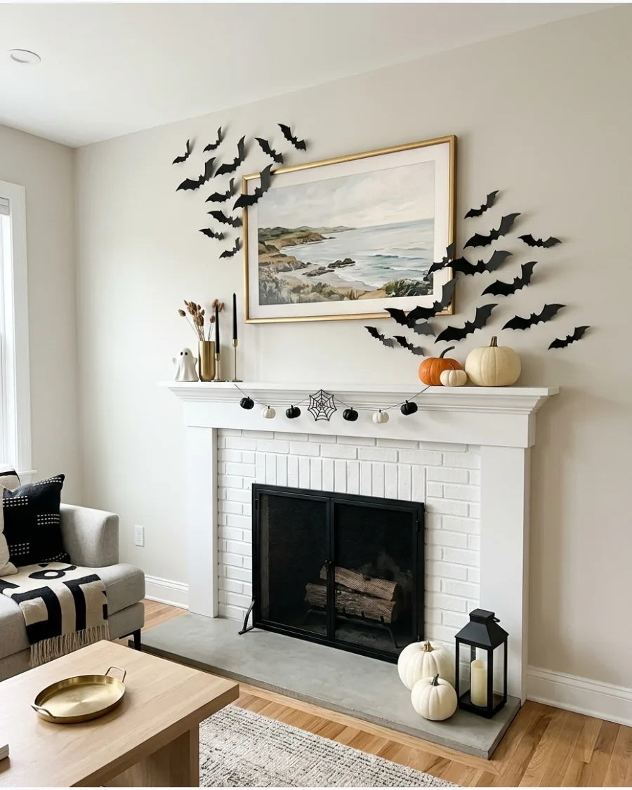 17. Bats Surrounding Mantel Artwork