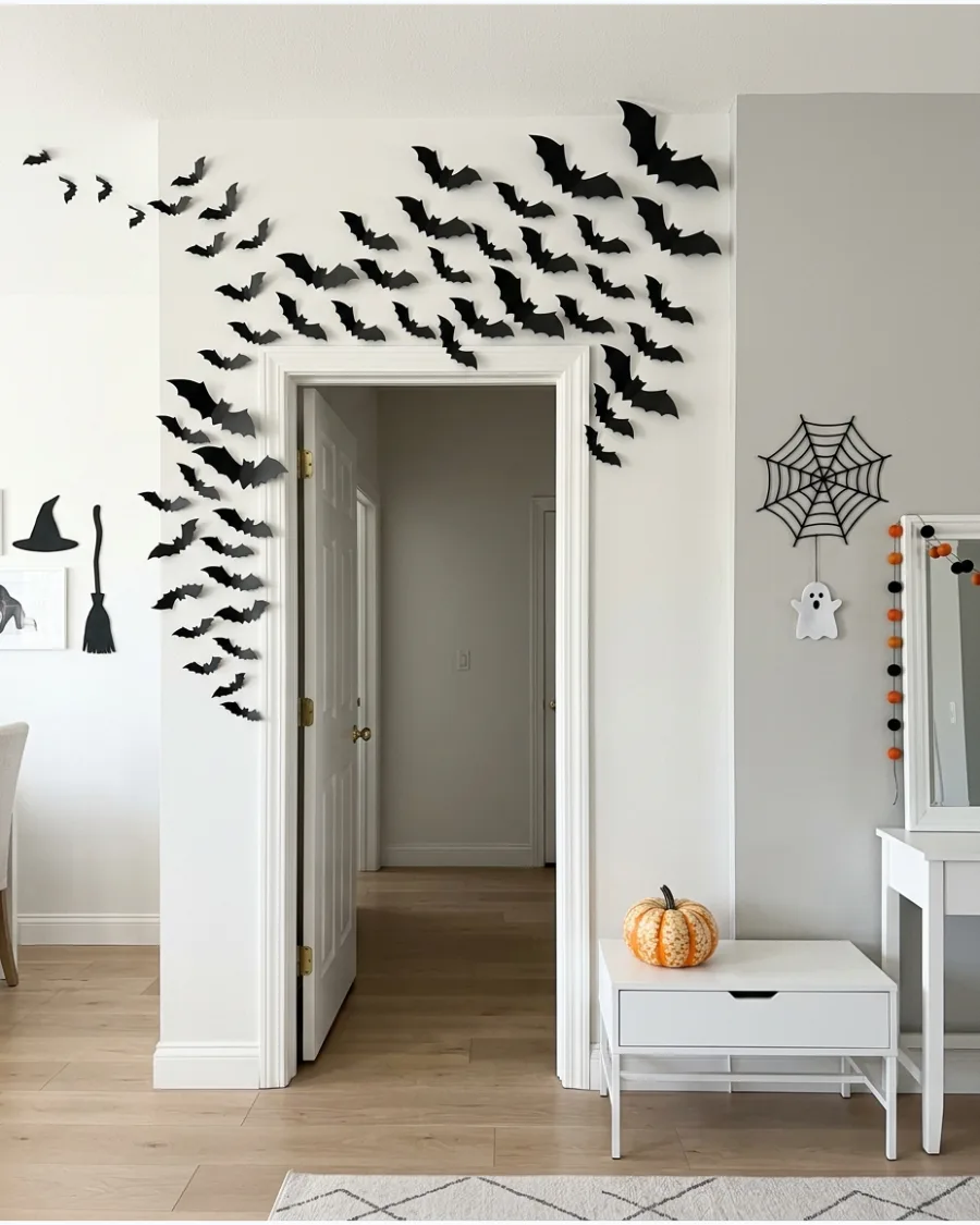 21. Bats Escaping Through a Doorway