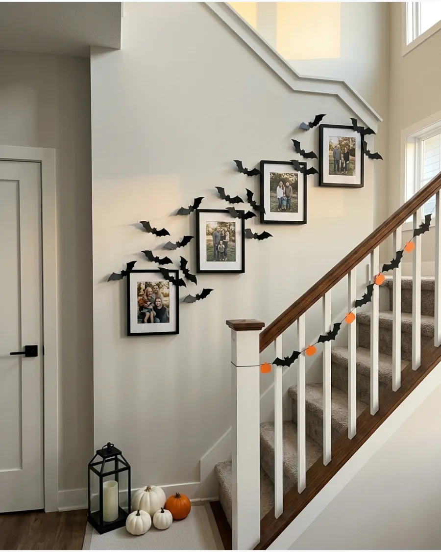 39. Bats Above Staircase Picture Frames