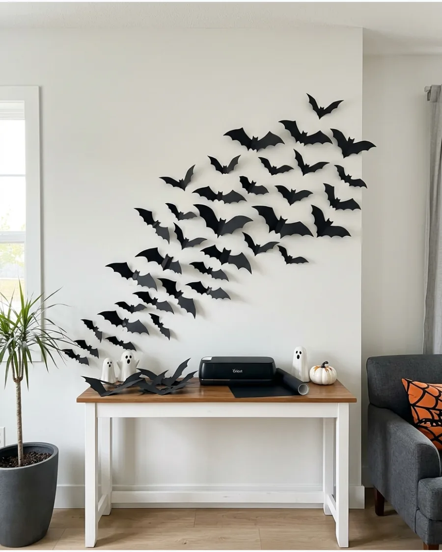 43. Cricut Halloween Bat Wall