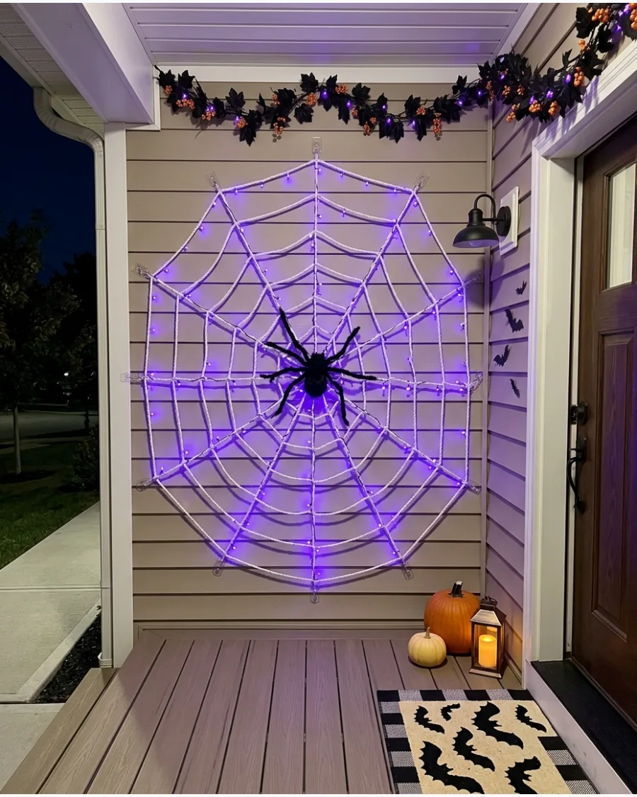 15. Glowing Spiderweb Wall