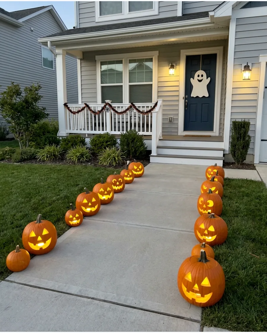 2. Glowing Pumpkin Pathway
