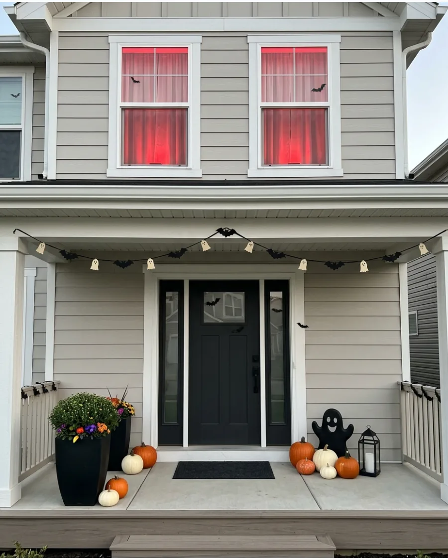 24. Red Haunted-House Windows