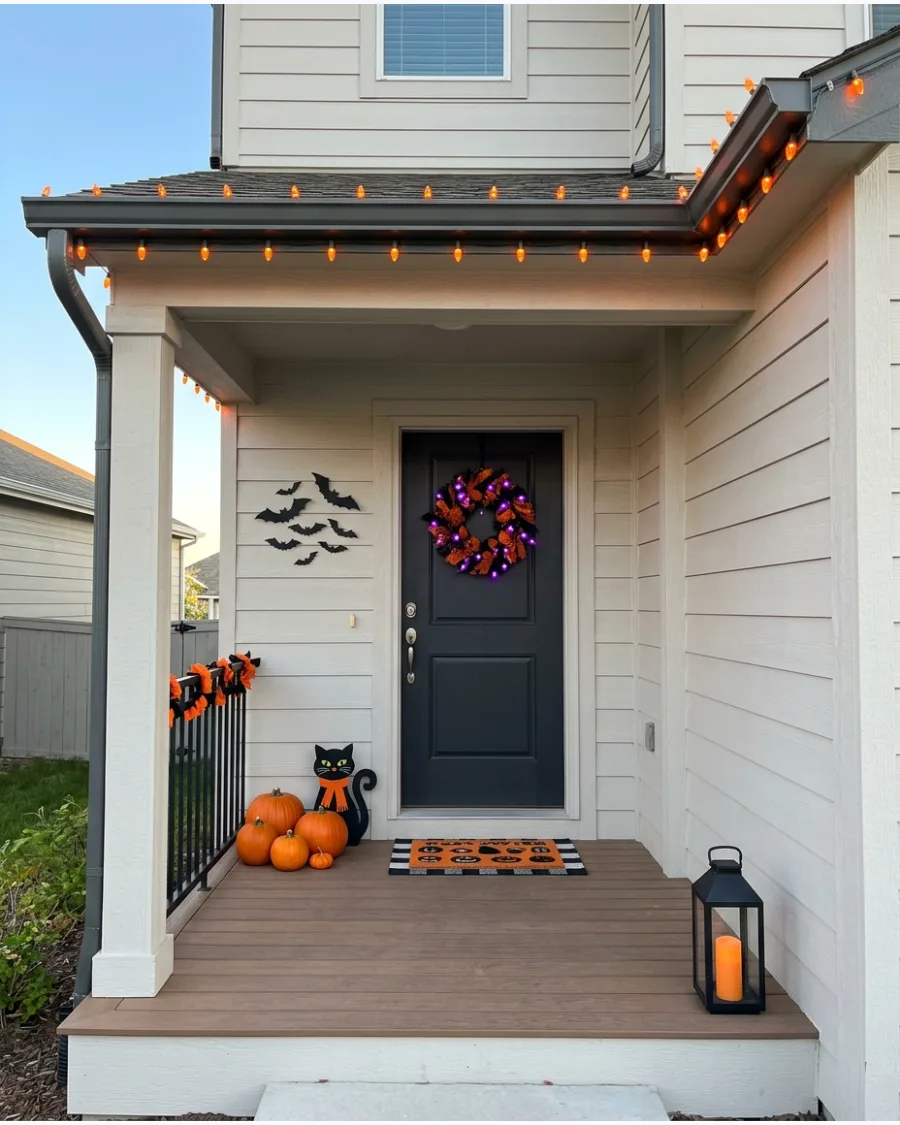 27. Orange Roofline Halloween Lights