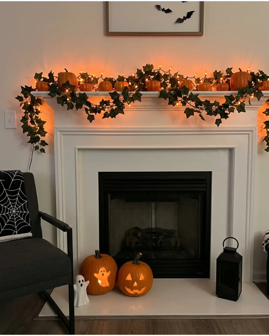 31. Orange Mantel String Lights