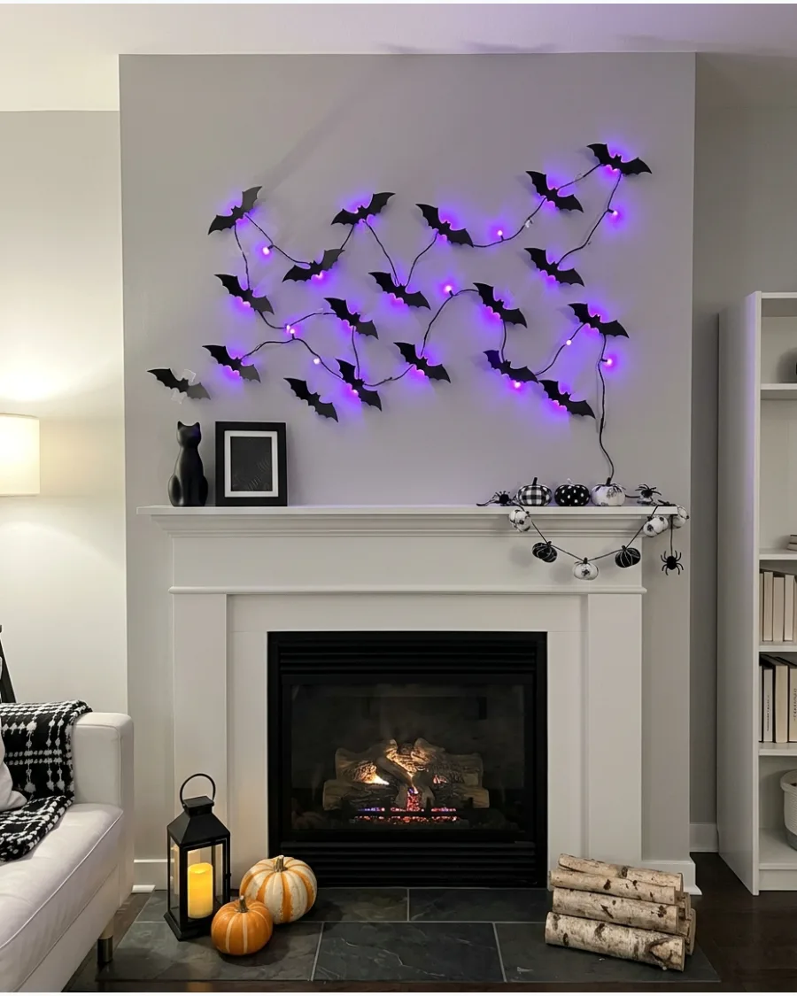 32. Purple Bat Mantel Lights