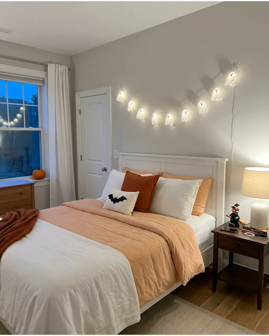 42. Ghost String Lights Above the Bed