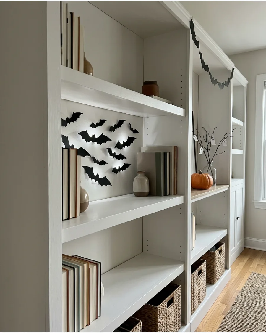44. Glowing Bookshelf Bats