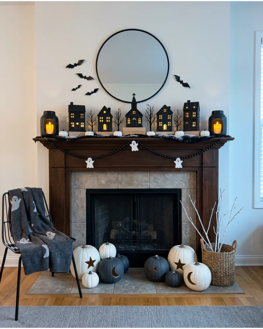 48. Enchanted Monochrome Halloween Village