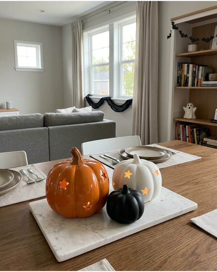 54. Glowing Pumpkin Table Centerpiece