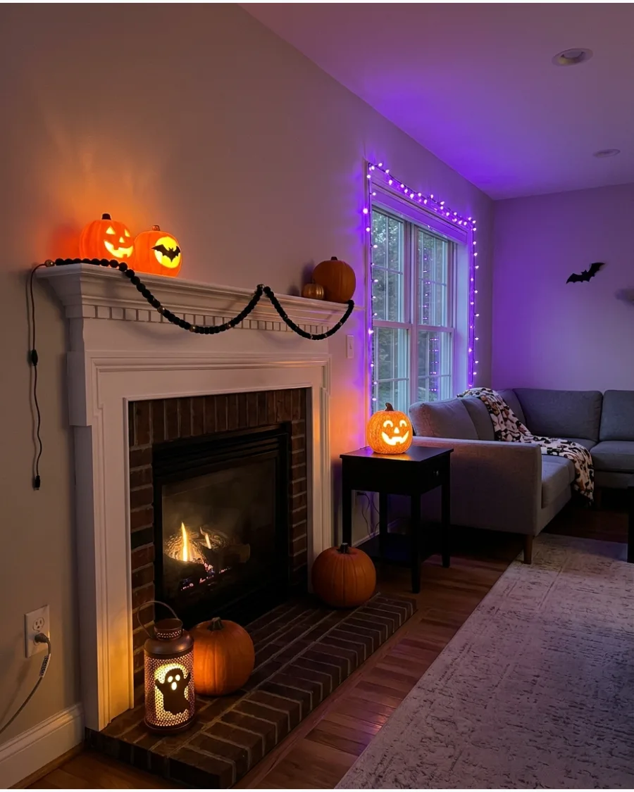 60. Whole-Room Layered Halloween Lighting